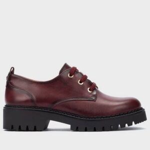 Pikolinos Aviles Oxford Lace Up Shoes Womens 38 US 7.5 Wine Leather Chunky Sole